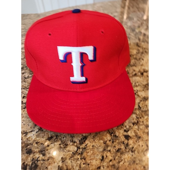 New Era Other - Texas Rangers 100% Wool Hat Size 7‎ 5/8 Fitted Red Diamond New Era Pro 5950 USA